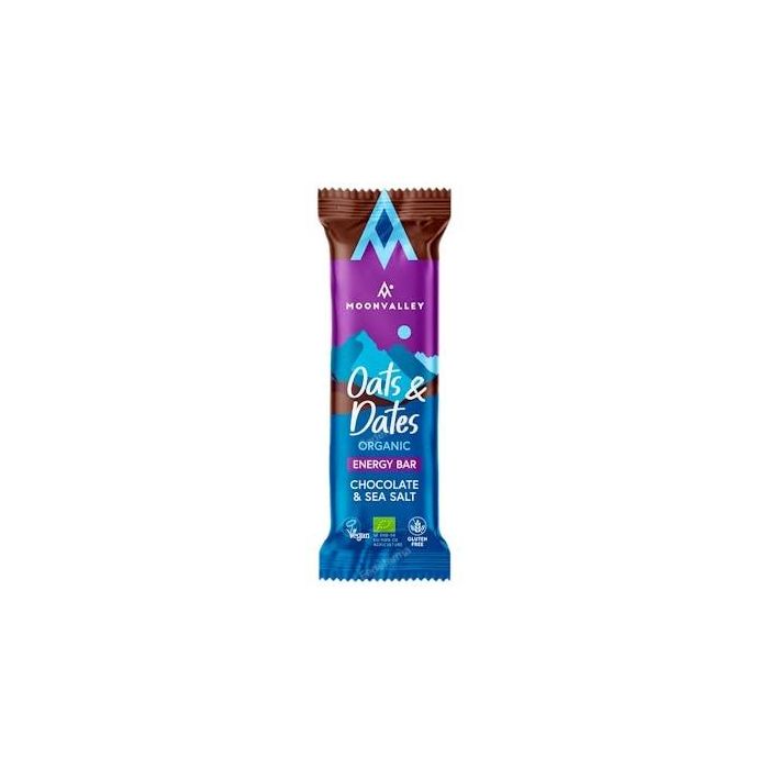 MOONVALLEY Barritas de Avena, Dátil y Chocolate con Sal Marina Bio 50g x 12 Unidades