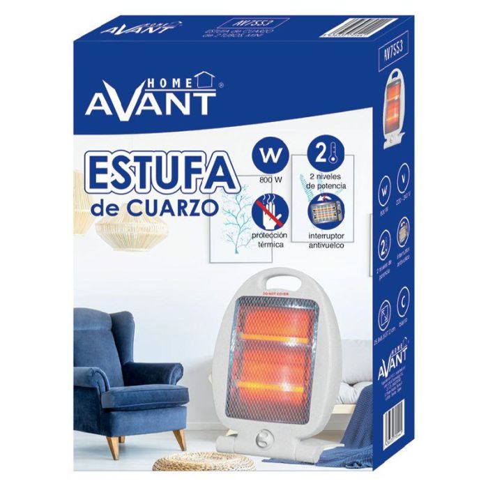 AVANT Estufa de Cuarzo Mini, 2 Tubos, 800W - Calefacción Rápida y Segura