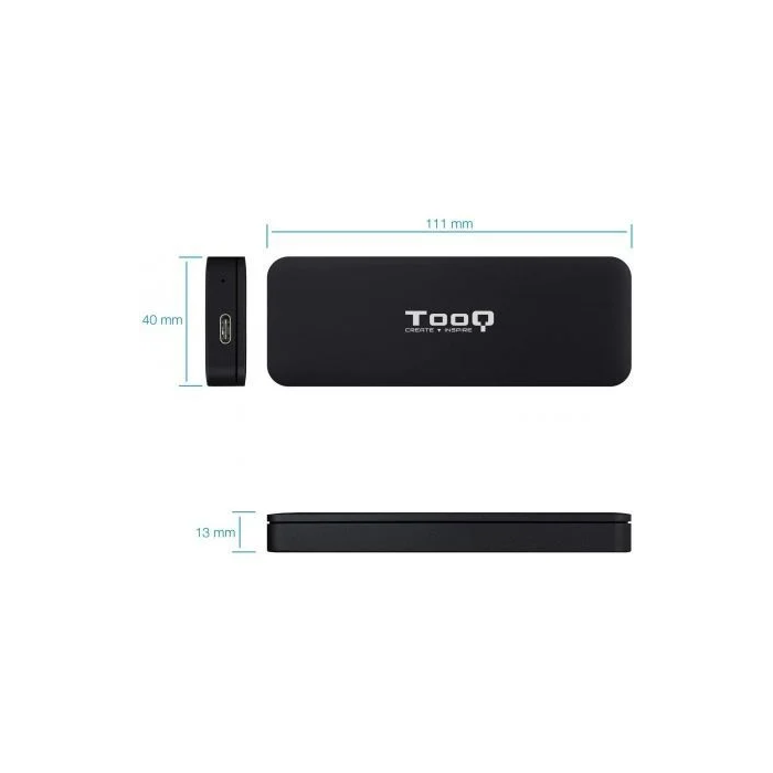 Tooq Caja Externa SSD M.2 NVMe PCIe TQE-2280B USB-C Aluminio Negro hasta 1TB 1