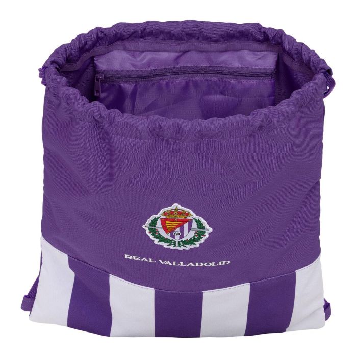 Bolsa Mochila con Cuerdas Real Valladolid C.F. Blanco Morado 35 x 40 x 1 cm 2