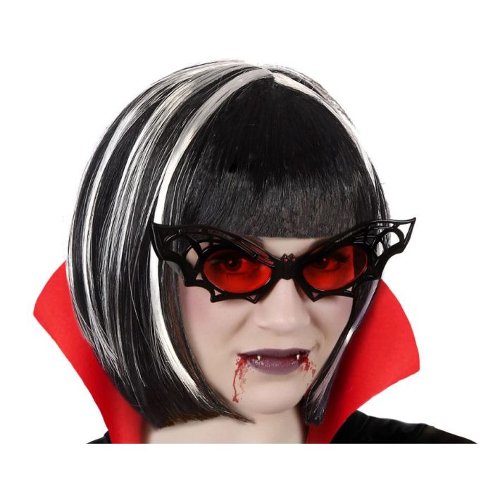 Gafas de Murciélago con Lentes Rojas para Disfraz de Vampiro - Negro, Accesorio para Halloween