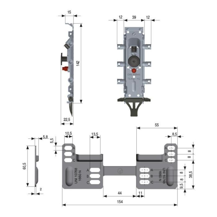 Italiana Ferramenta Libra H2 Kit Colgador Oculto Regulable con Placa WP2 Zincado Antidescolgamiento 150kg Muebles Cocina. 1