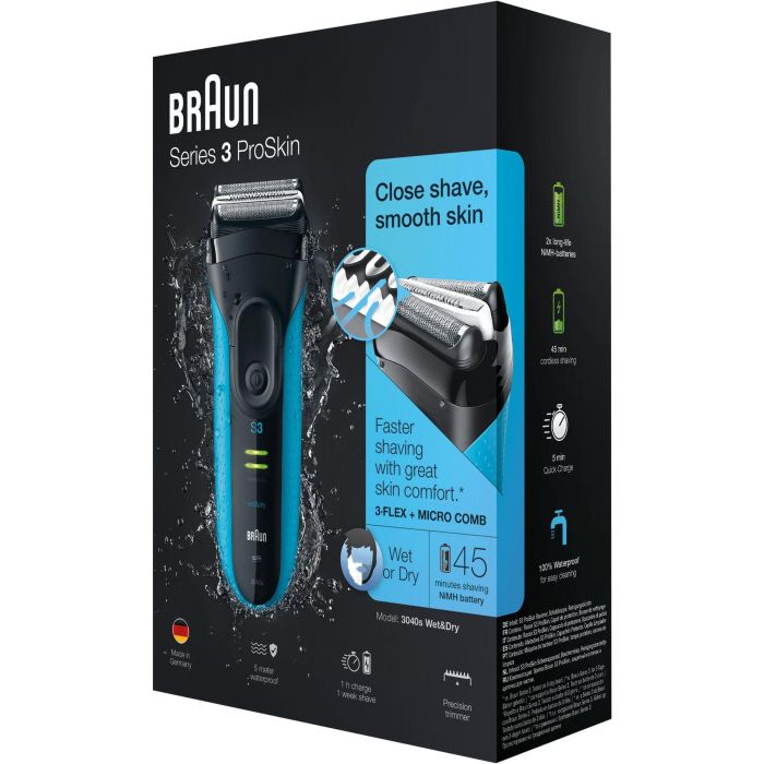 Braun Serie 3 3040s ProSkin Máquina Afeitar Eléctrica de Láminas Seco y Húmedo Recargable con Recortadora 6