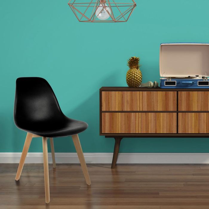 Home Deco Factory Silla STOCKHOLM Escandinava Negra Charles Eames Diseño Tulip Beech Madera Plástico 45.8x51.4x84.6 cm 3