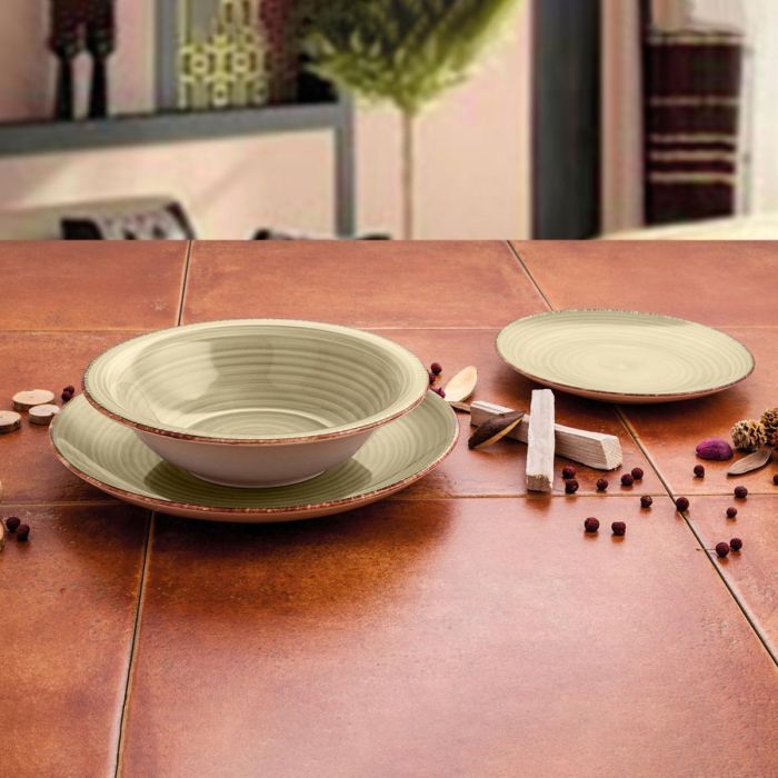 Quid Plato Llano Cerámico Vita Natura 27 cm Verde - Pack 12 Unidades - Apto Lavavajillas y Microondas, Apilable, Pintado a Mano 1 Quid Plato Llano Cerámico Vita Natura 27 cm Verde - Pack 12 Unidades - Apto Lavavajillas y Microondas, Apilable, Pintado a Mano 1