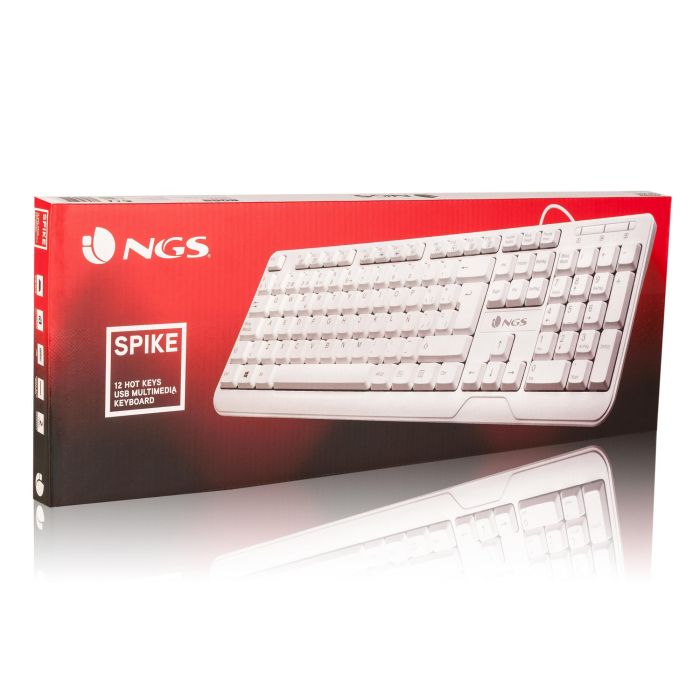 NGS Teclado Con Cable Spike USB con Teclas Multimedia y Plug & Play, Diseño Resistente a Salpicaduras 3