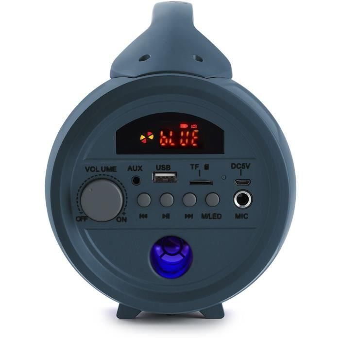 BIGBEN PARTYBTLITEDB Altavoz inalámbrico Bluetooth con Micrófono, Efectos de Luz, USB, Micro-SD y AUX-IN - 50W - Azul Oscuro 2