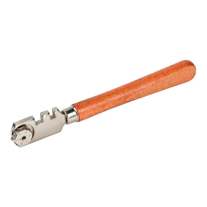 Wolfcraft Cortador de vidrio standard 4109000, mango madera, 6 ruedas corte, para vidrio 3-8mm