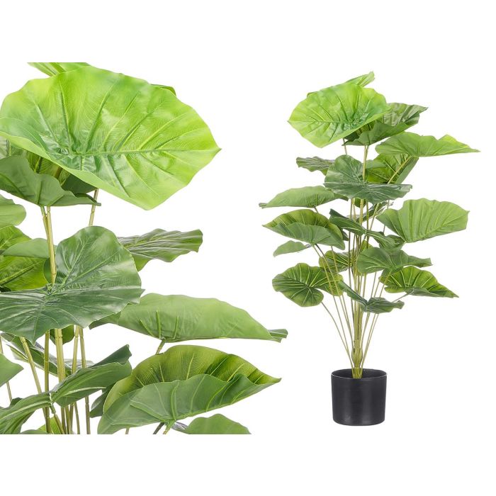 Ibergarden Planta Artificial de Hojas Anchas de 90 cm, Maceta de Plástico Verde y Negro con 18 Hojas (Set de 6) Ibergarden Planta Artificial de Hojas Anchas de 90 cm, Maceta de Plástico Verde y Negro con 18 Hojas (Set de 6)
