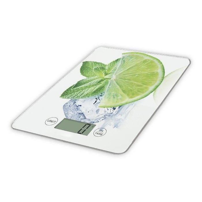 Little Balance Báscula de Cocina Electrónica Limón 5 Kg, 1 g Graduación, Pantalla LCD Gris, Tara Automática