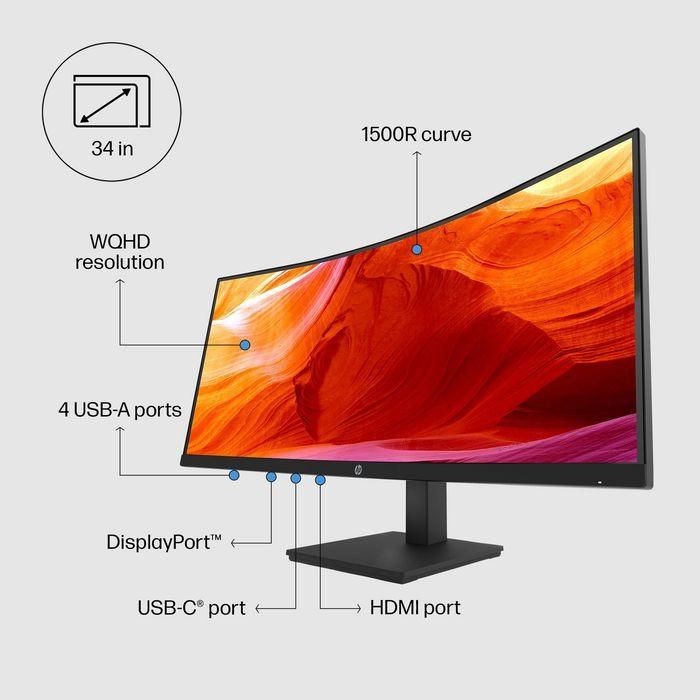 HP 86.4cm (34") Quad HD 3440 x 1440, 21:9, 250cd/m², 5ms, 178°/178°, 3000:1 12 HP 86.4cm (34") Quad HD 3440 x 1440, 21:9, 250cd/m², 5ms, 178°/178°, 3000:1 12