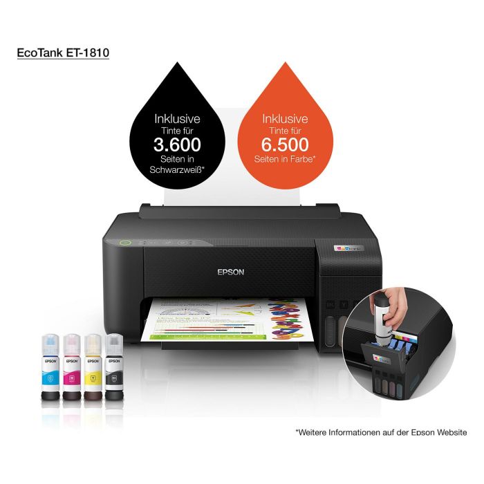 Epson Impresora EcoTank ET-1810 Color Wi-Fi - Impresión de Alta Calidad para Hogar y Oficina