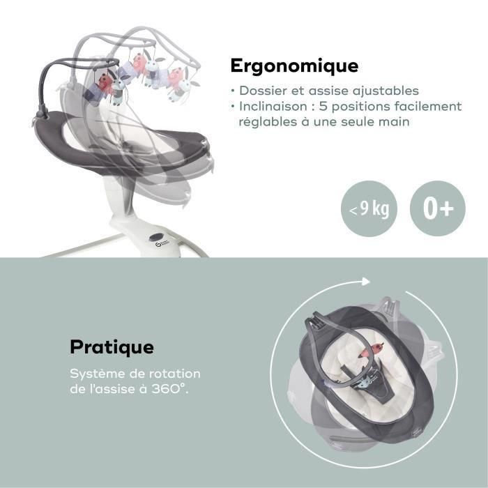 Babymoov Swoon Motion Swing para Bebé - 5 velocidades, 2 modos (lateral/frontal-trasero), 3 posiciones de inclinación y ajuste independiente 3 Babymoov Swoon Motion Swing para Bebé - 5 velocidades, 2 modos (lateral/frontal-trasero), 3 posiciones de inclinación y ajuste independiente 3