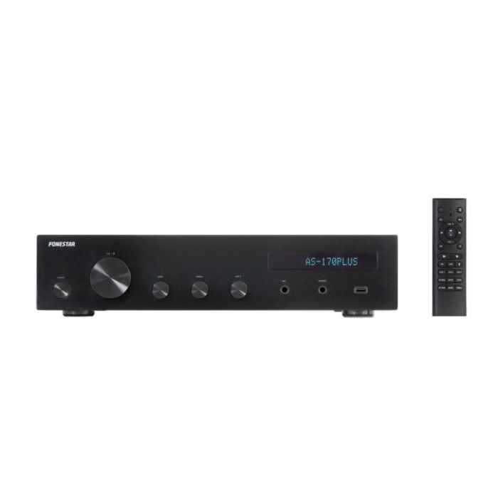Fonestar AS-170PLUS Amplificador estéreo Hi-Fi 80+80W RMS, Bluetooth, USB, Radio FM, Salidas A/B, Control Graves/Agudos