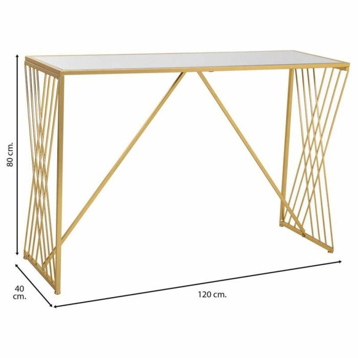 Recibidor Alexandra House Living Oro Hierro Espejo Madera MDF 40 x 80 x 120 cm 4