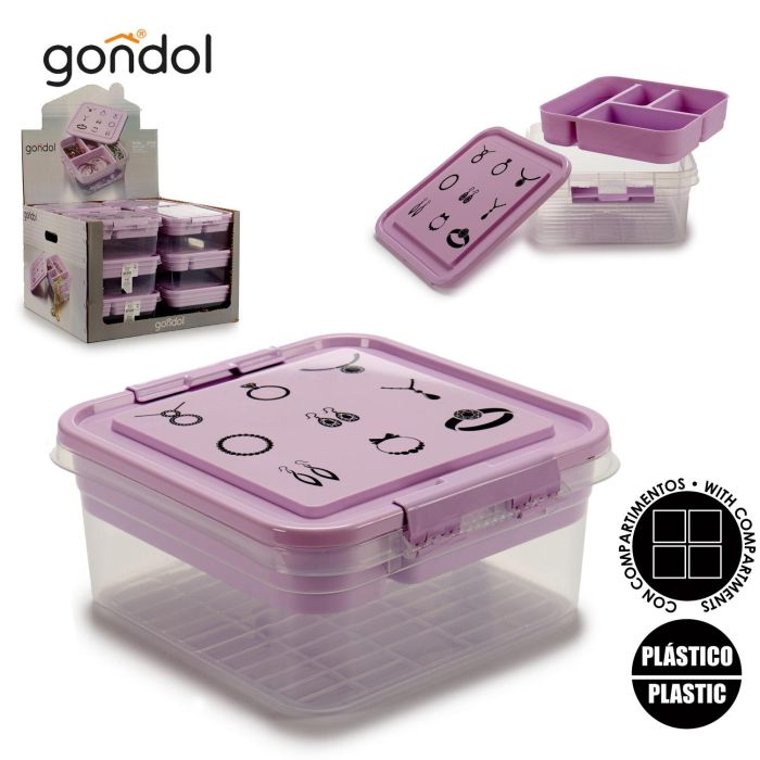 Caja de Joyas Gondol Transparente/Morado 24.5x11.5x26 cm, 5 L (12 Unidades) 3 Caja de Joyas Gondol Transparente/Morado 24.5x11.5x26 cm, 5 L (12 Unidades) 3