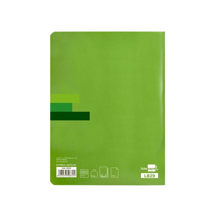 Libreta Liderpapel Scriptus A5 48 Hojas 90 gr-M2 Cuadro 4 mm Con Margen Color Verde 5 unidades 4