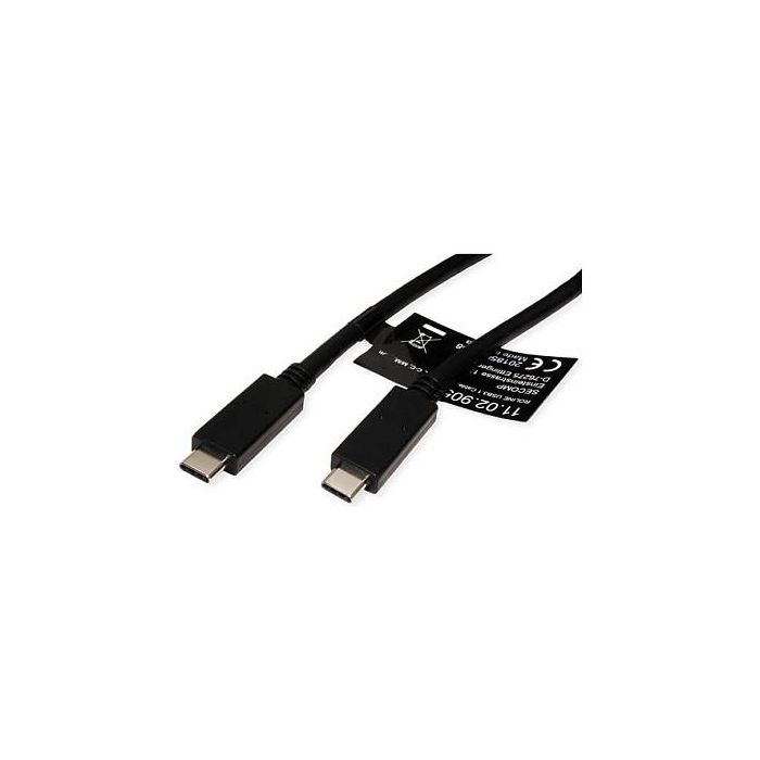 ROLINE 11.02.9055-10 Cable USB-C a USB-C 3.2 Gen 2, 10 Gbps, 2m, Carga Rápida PD 100W, Negro 1
