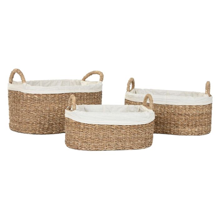 Cesta Tropical DKD Home Decor Natural Blanco 36 x 25 x 56 cm Set de 3 (2 Unidades) 3 Cesta Tropical DKD Home Decor Natural Blanco 36 x 25 x 56 cm Set de 3 (2 Unidades) 3