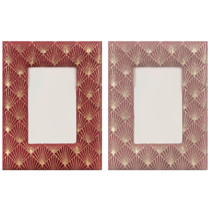 DKD Home Decor Marco de Fotos Glam 15x20cm Poliéster Madera Morado Rosa Dorado Surtido 23x28x2cm - Pack 4 Unidades