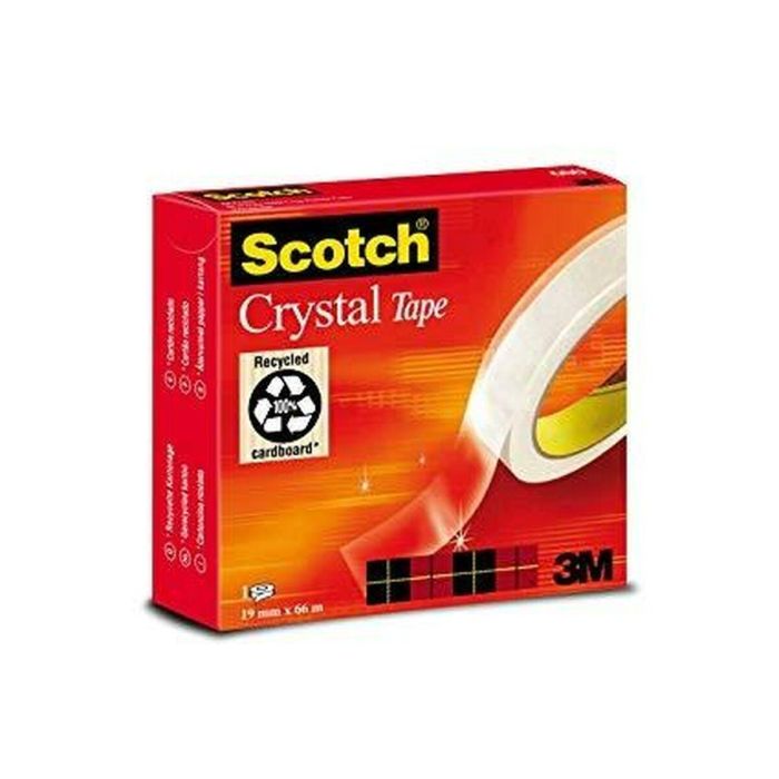 Cinta Adhesiva Scotch Crystal Transparente 19 mm x 66 m (12 Unidades) 1