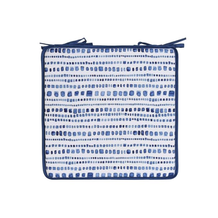 Cojin Silla Terraza Y Jardin DKD Home Decor Azul Blanco 38 x 2 x 38 cm 1