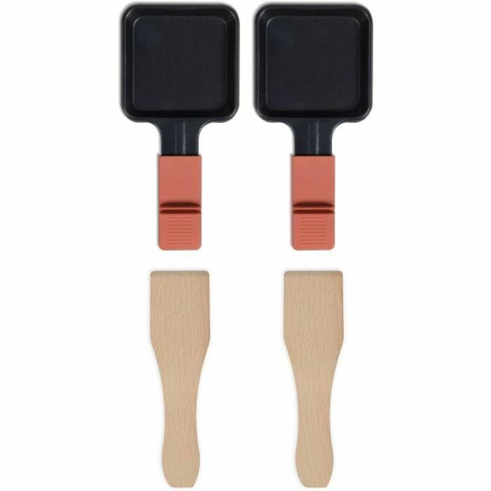 Livoo Raclette conectable DOC310R para 2 personas - 450W - Termostato automático - 2 espátulas de madera y 2 ollas para fondue 2