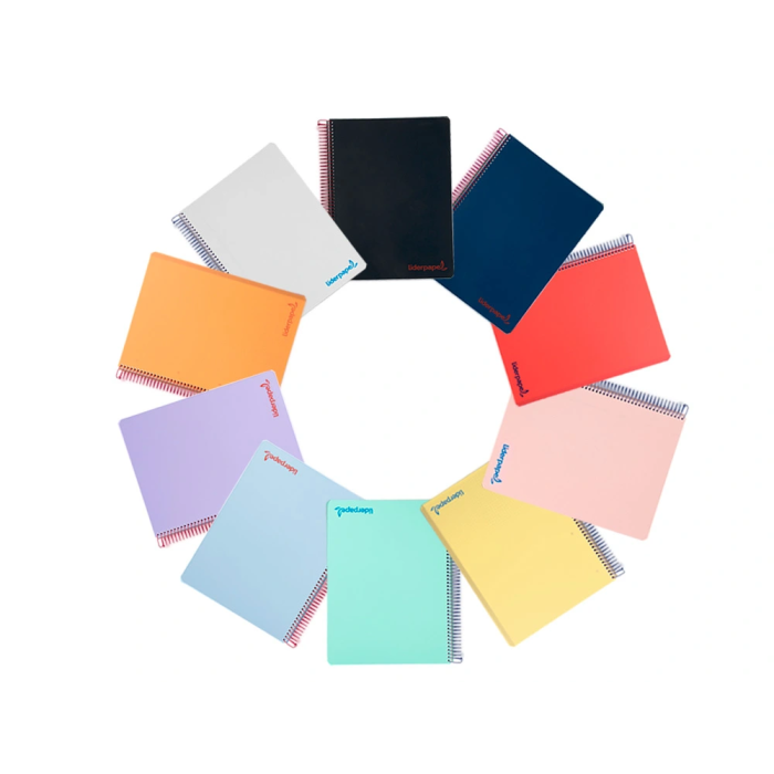 Liderpapel Cuaderno espiral A4 Wonder, 80 hojas, 90gr, cuadro 5mm con margen, tapa plástico, colores surtidos 1