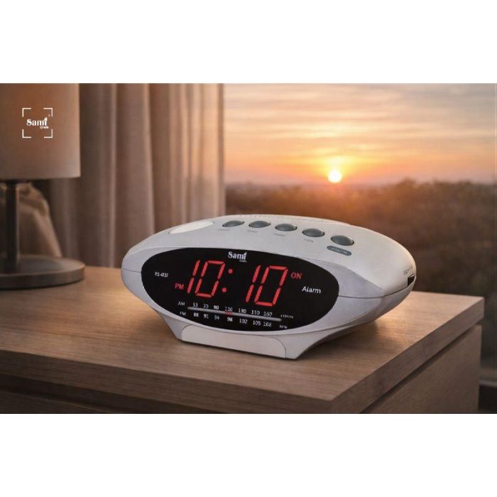 SAMI Radio Reloj Despertador Analógico AM/FM con Batería de Respaldo y Entrada para Auriculares 3.5 mm