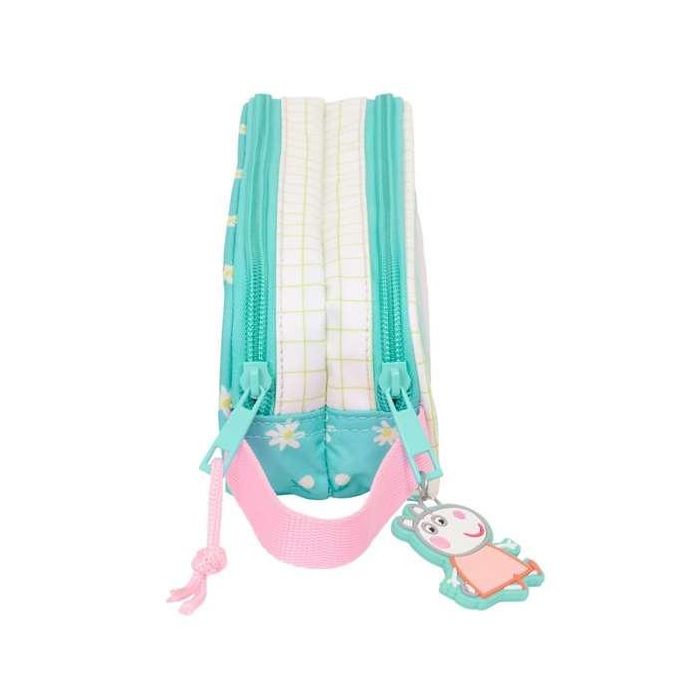 Portatodo Doble Peppa Pig Pretty flowers Amarillo Menta 21 x 8 x 6 cm 2