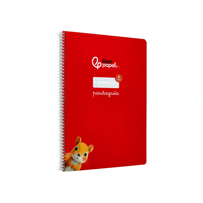 Liderpapel Cuaderno Pautaguía Espiral A4 Tapa Dura 80 Hojas 90 gr Cuadro Pautado 3mm Rojo 4