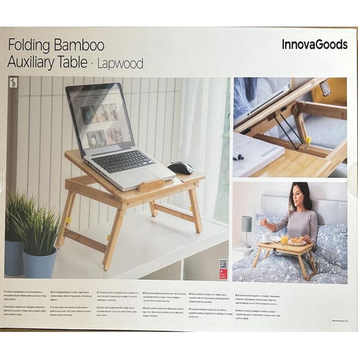Mesa Plegable Auxiliar de Bambú Lapwood InnovaGoods 11 Mesa Plegable Auxiliar de Bambú Lapwood InnovaGoods 11