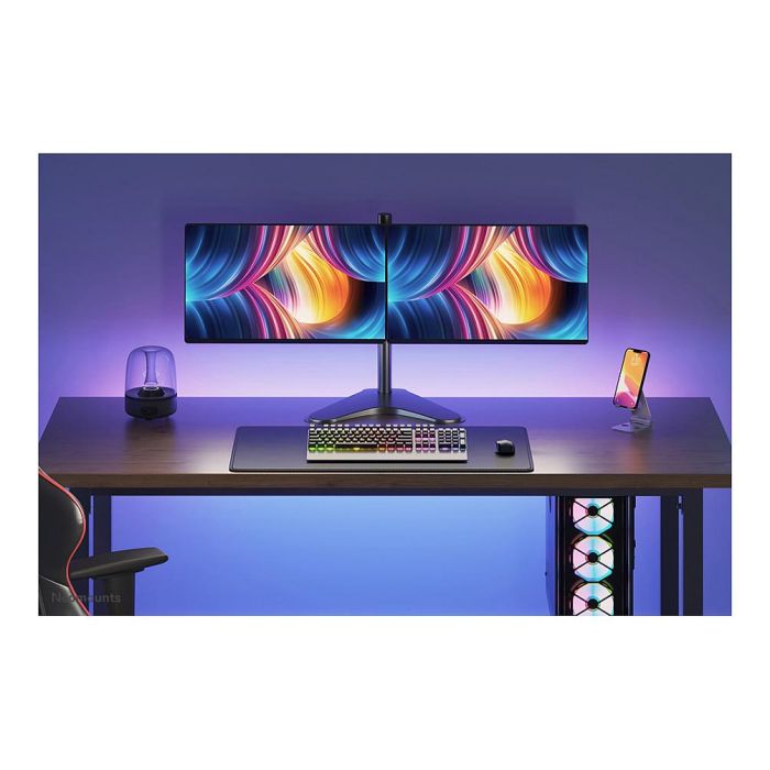 Neomounts FPMA-D550DDBLACK Soporte de Escritorio para Doble Pantalla de hasta 32", Altura Ajustable, 8 kg por Pantalla, Negro