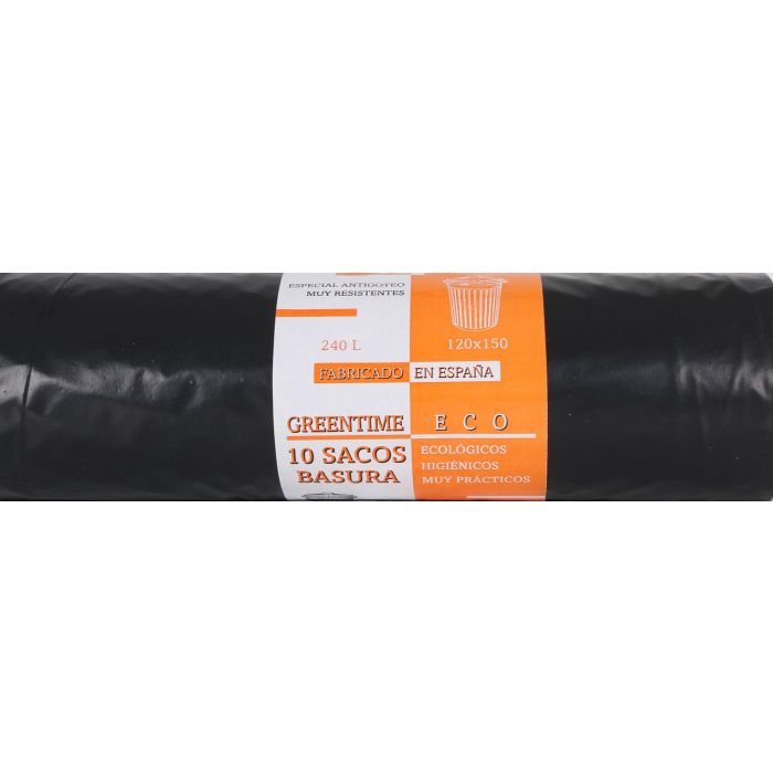 Greentime 10 Sacos de Basura Eco, 120 x 150 cm, 240L, G200 (10 Unidades) 1