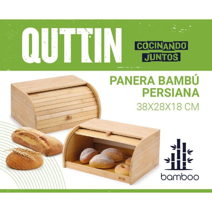 Panera de bambú Persiana Quttin 38x28x18 cm (4 Unidades) 4 Panera de bambú Persiana Quttin 38x28x18 cm (4 Unidades) 4