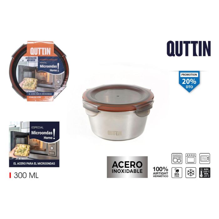 Fiambrera de Acero Quttin 0.3L para Microondas y Horno (12 Unidades) Fiambrera de Acero Quttin 0.3L para Microondas y Horno (12 Unidades)