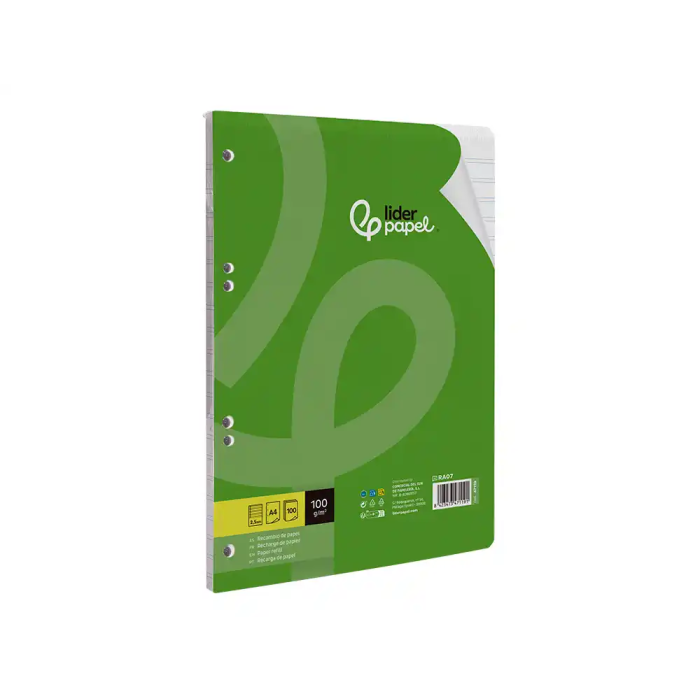 Liderpapel Recambio A4 100 Hojas 100gr Pauta 5ª 2.5mm Con Margen 4 Taladros 3 Liderpapel Recambio A4 100 Hojas 100gr Pauta 5ª 2.5mm Con Margen 4 Taladros 3