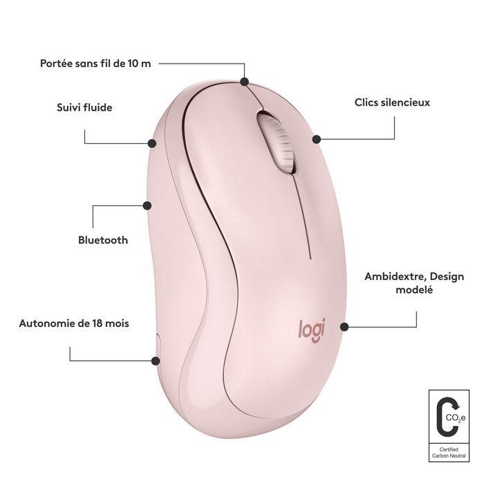 Logitech M240 Ratón Bluetooth Silencioso, 90% Menos Ruido de Clic, 18 Meses Autonomía de Batería, Diseño Ambidextro y Compacto para Viaje 15