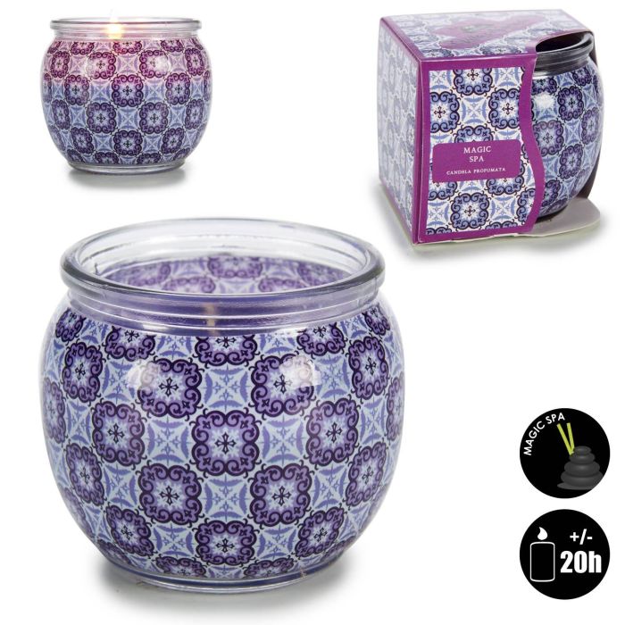 Vela Magic Spa Acorde 7.5x6.3x7.5 cm, Vidrio y Cera, Color Morado (12 Unidades) 3