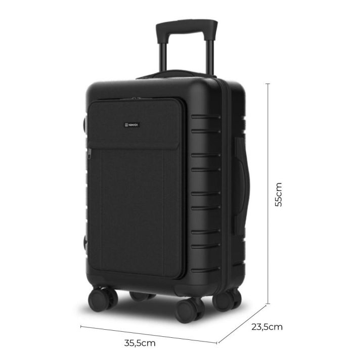 Numada 1200608 Maleta de cabina 38L negra rígida 55x35.5x23.5cm con cierre TSA y puerto USB 10
