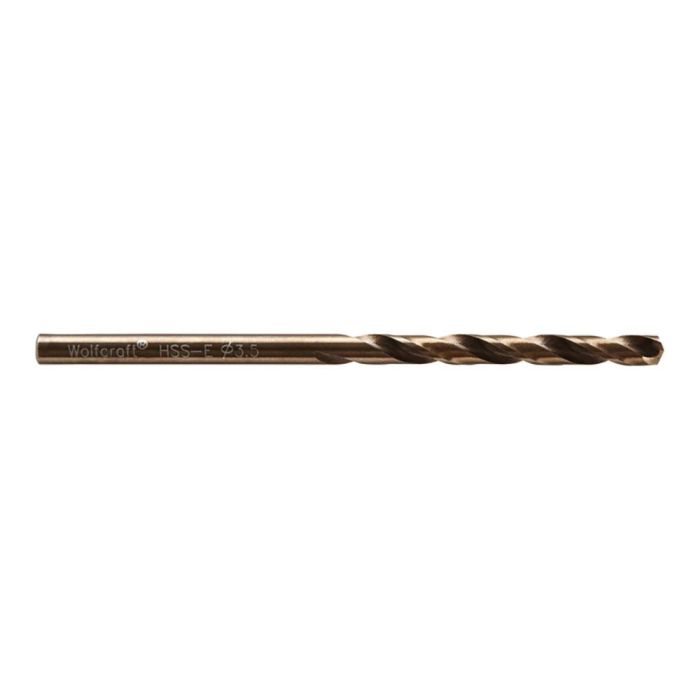 Wolfcraft Broca Metal HSS Cobalto Rectificada Ø3.5x70mm, Longitud Trabajo 39mm, Acero Inoxidable 130º