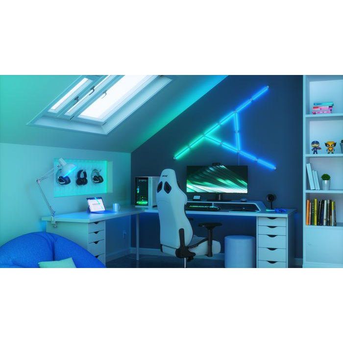 Nanoleaf Lines Starter Kit 15PK Barras de Luz LED Inteligentes Modulares RGBW Retroiluminadas con 2 Zonas de Color 8