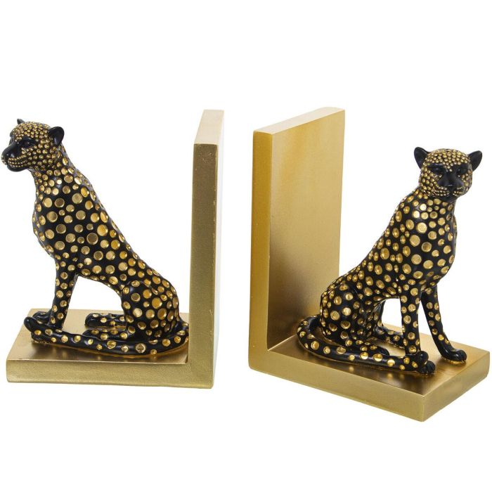 Sujetalibros Alexandra House Living Dorado Acrílico Plástico Melamina Leopardo 15 x 19 x 10 cm 2 Piezas