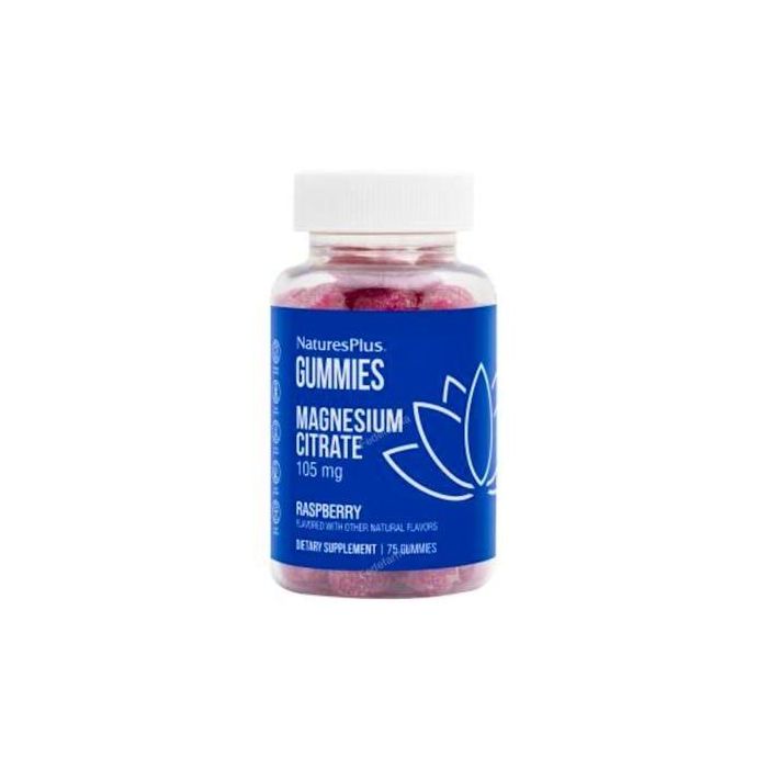 NATURES PLUS Magnesio Citrato Gummies Sabor Frambuesa 75 Unidades. Apoya Función Muscular y Reduce Fatiga
