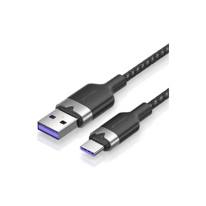 Cable USB 2.0 Tipo-C Vention CTOBH/ USB Tipo-C Macho - USB Macho/ Hasta 100W/ 480Mbps/ 2m/ Negro