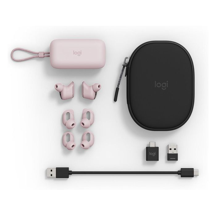 Logitech Zone True Wireless Auriculares Inalámbricos con Cancelación de Ruido Activo y Micrófono, Color Rosa, para Oficina y Llamadas 2