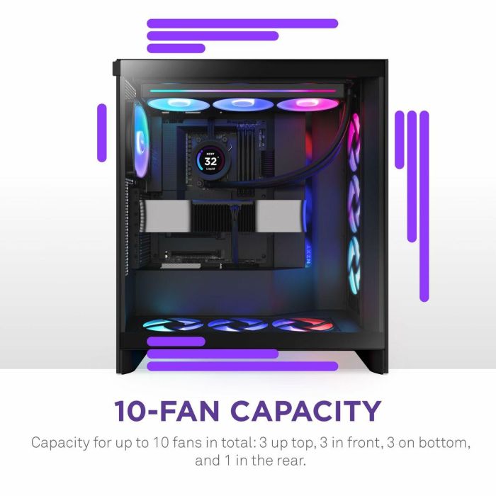 NZXT CM-H72FB-R1 H7 Flow RGB Caja de Torre Media con Ventiladores RGB Incluidos - Negra 15 NZXT CM-H72FB-R1 H7 Flow RGB Caja de Torre Media con Ventiladores RGB Incluidos - Negra 15