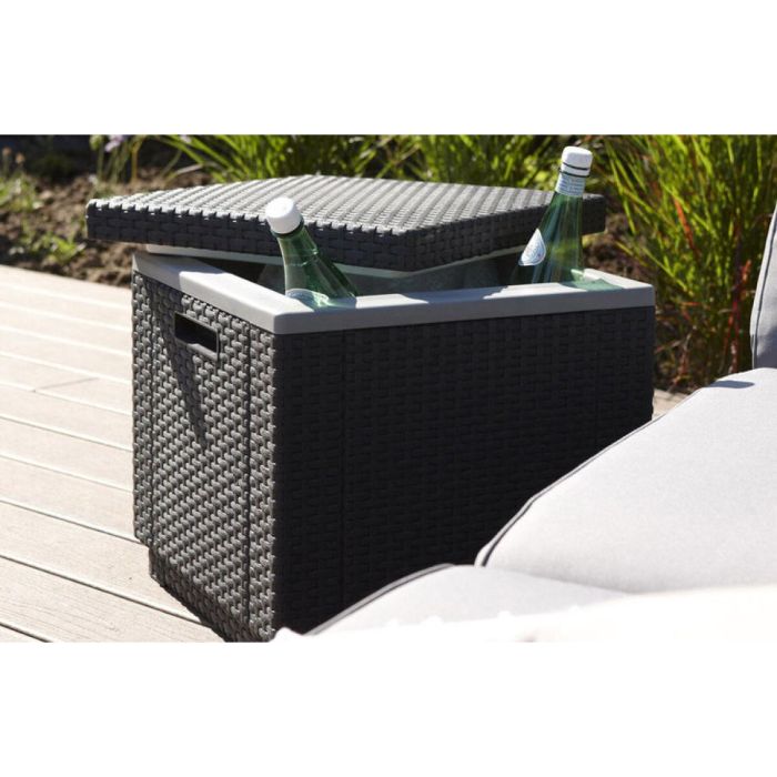 ALLIBERT Keter Mesa de Centro Arcón con Aislamiento Térmico Exterior de Resina Tejida Gris 4