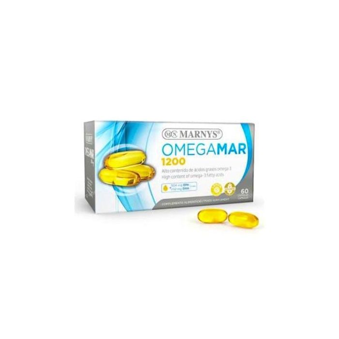 Omegamar Ácidos Grasos Omega 3 para Sistema Cardiovascular, 1200 mg, 60 Cápsulas con Sabor a Limón