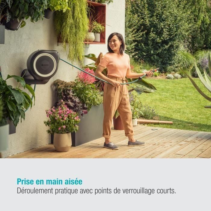 GARDENA Enrollador de manguera automático de pared RollUp M 20 m con borde blanco 4 GARDENA Enrollador de manguera automático de pared RollUp M 20 m con borde blanco 4